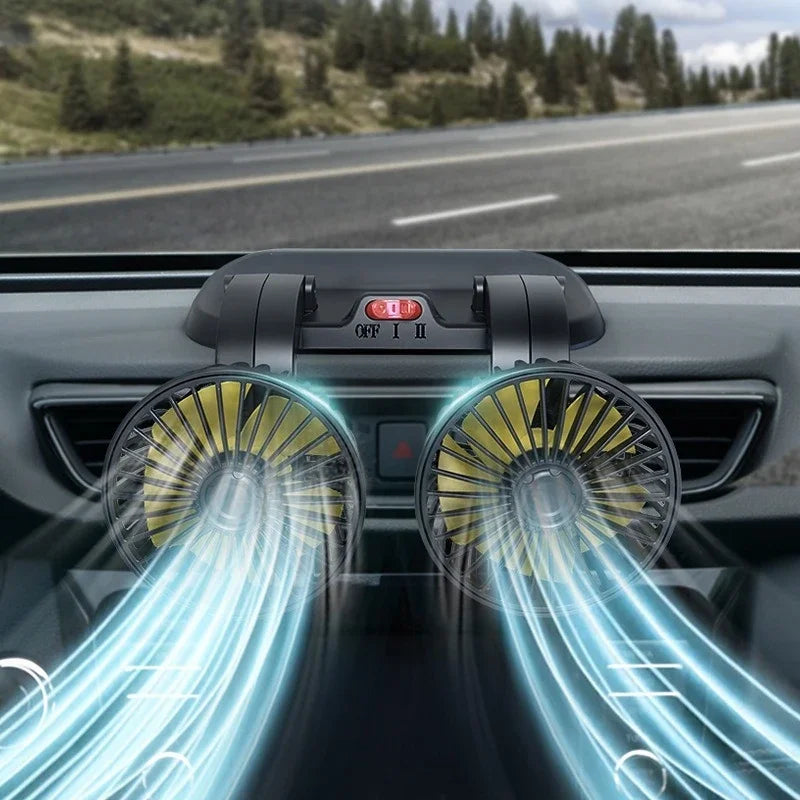 Car Fan with Strong Wind Force - 360 Degree Rotation