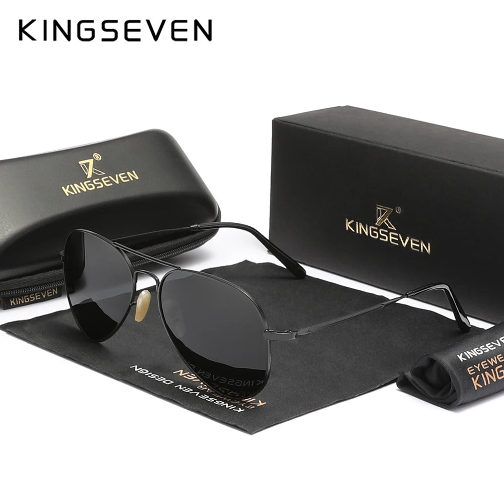 KINGSEVEN Fashion Pilot Men Sunglasses Alloy Frame Polarized UV400  Male Sun Glasses Women For Men Beach Glasses Oculos de sol