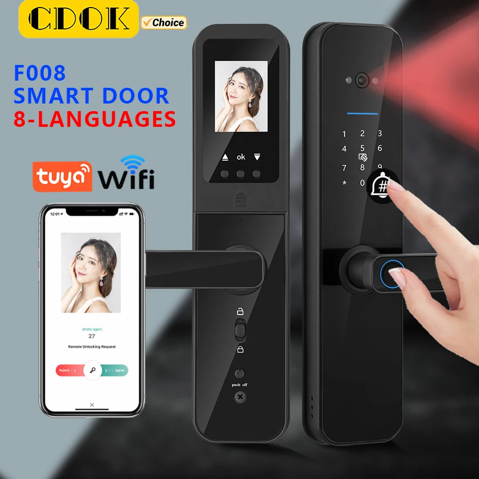 WiFi Smart Lock With Visual Cat Eye - Remote Unlocking
