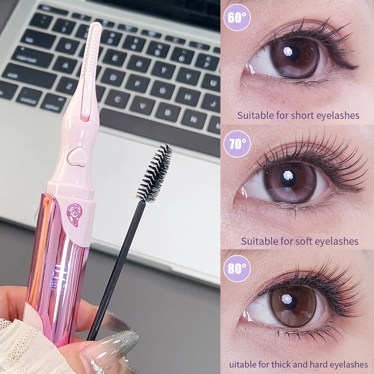 Electric Heated Portable Eyelash Curler USB Rechargeable Lashes Quick Lasting Curling Comb&Clip Dual Use Makeup Eyelash Curler