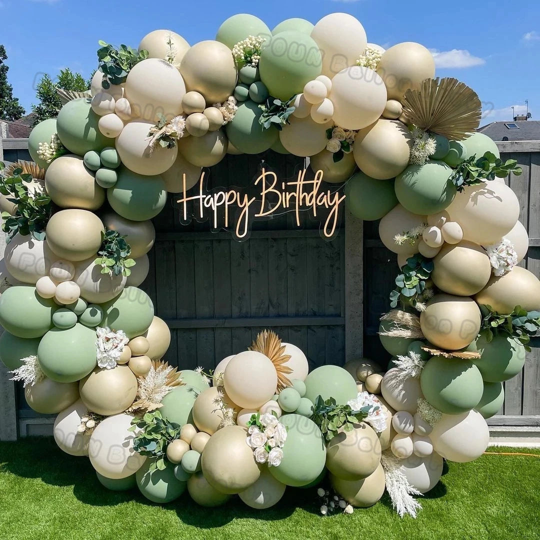 Sage Green Balloons Arch Kits Sand White Latex Ballon Garland Birthday Party Decorations Baby Shower Wedding Baptism Decor