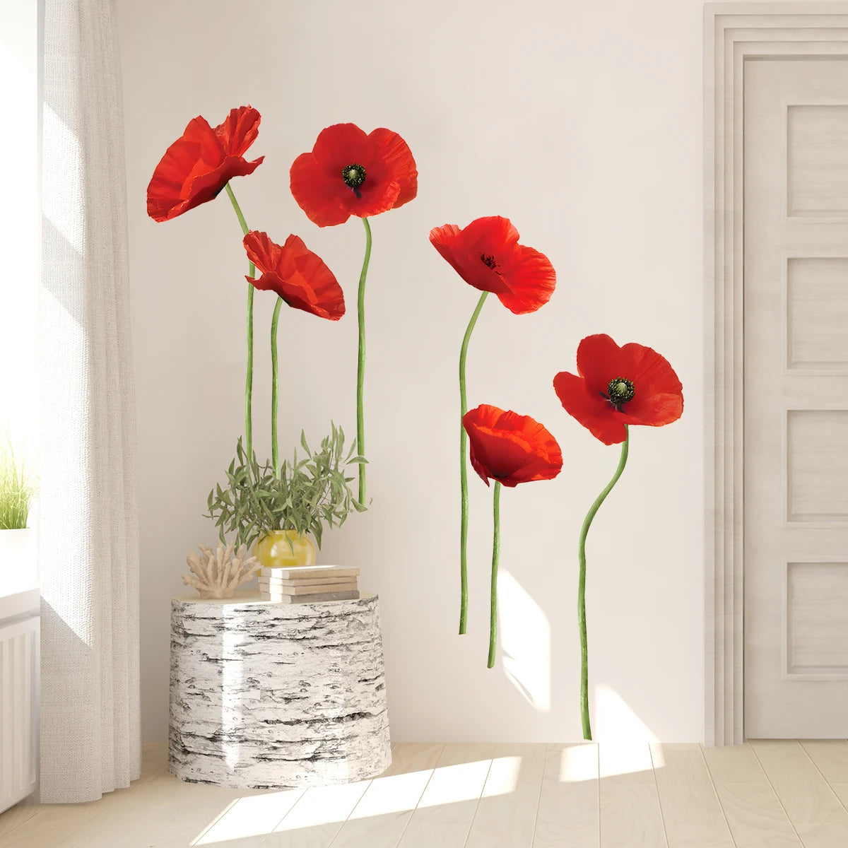 Watercolor Red Flowers Wall Stickers
