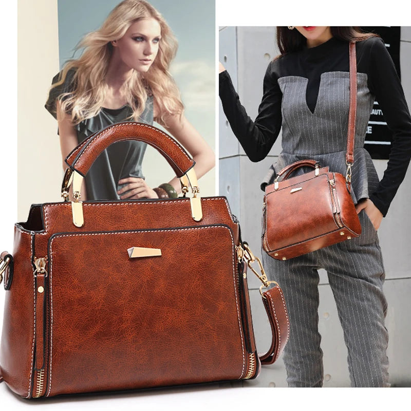 2024 New Women's Shoulder Bag Retro Style PU Leather Crossbody Bags Europe America Fashion Luxury Women Handbags MN-088
