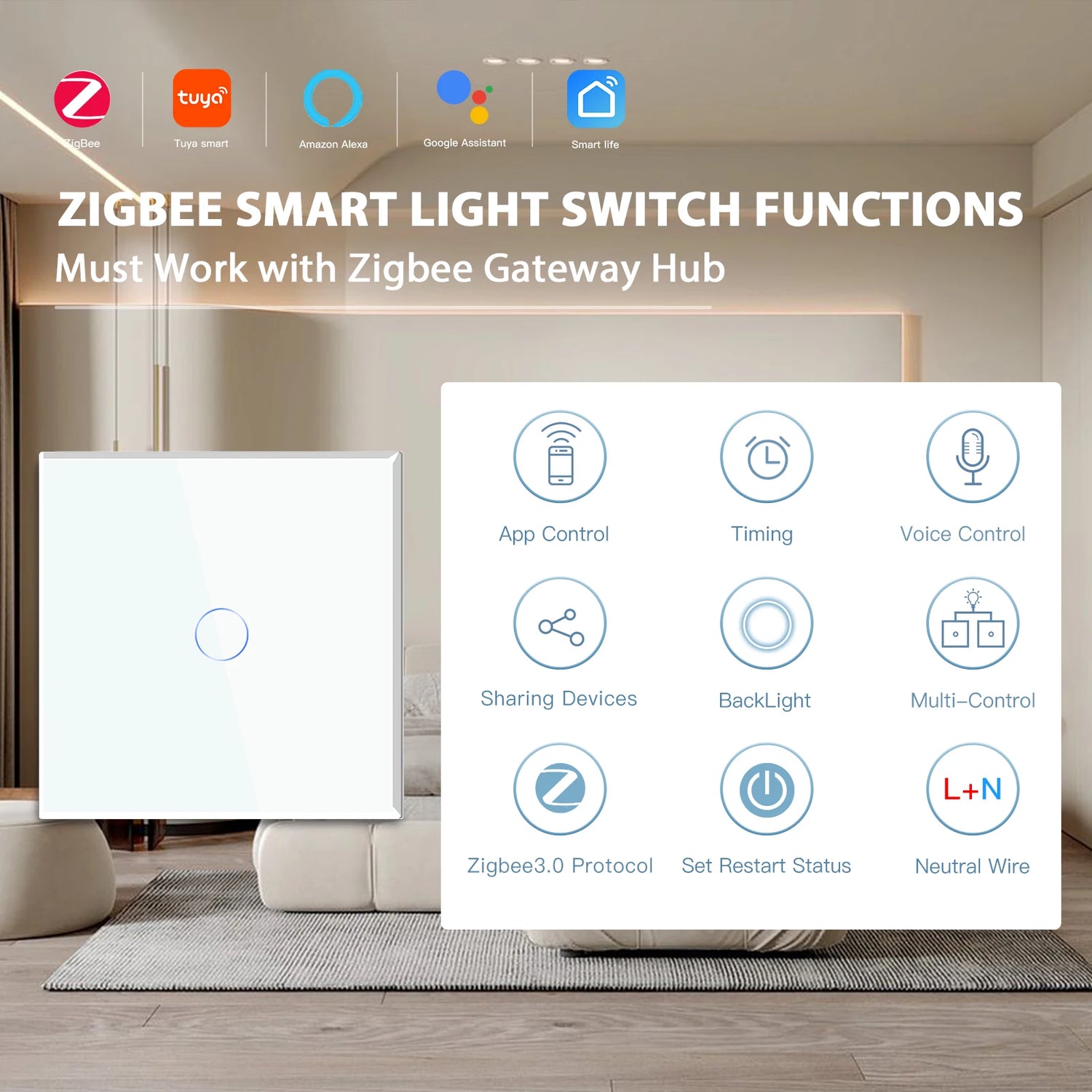 Touch Smart Switches - Smart Life App Control