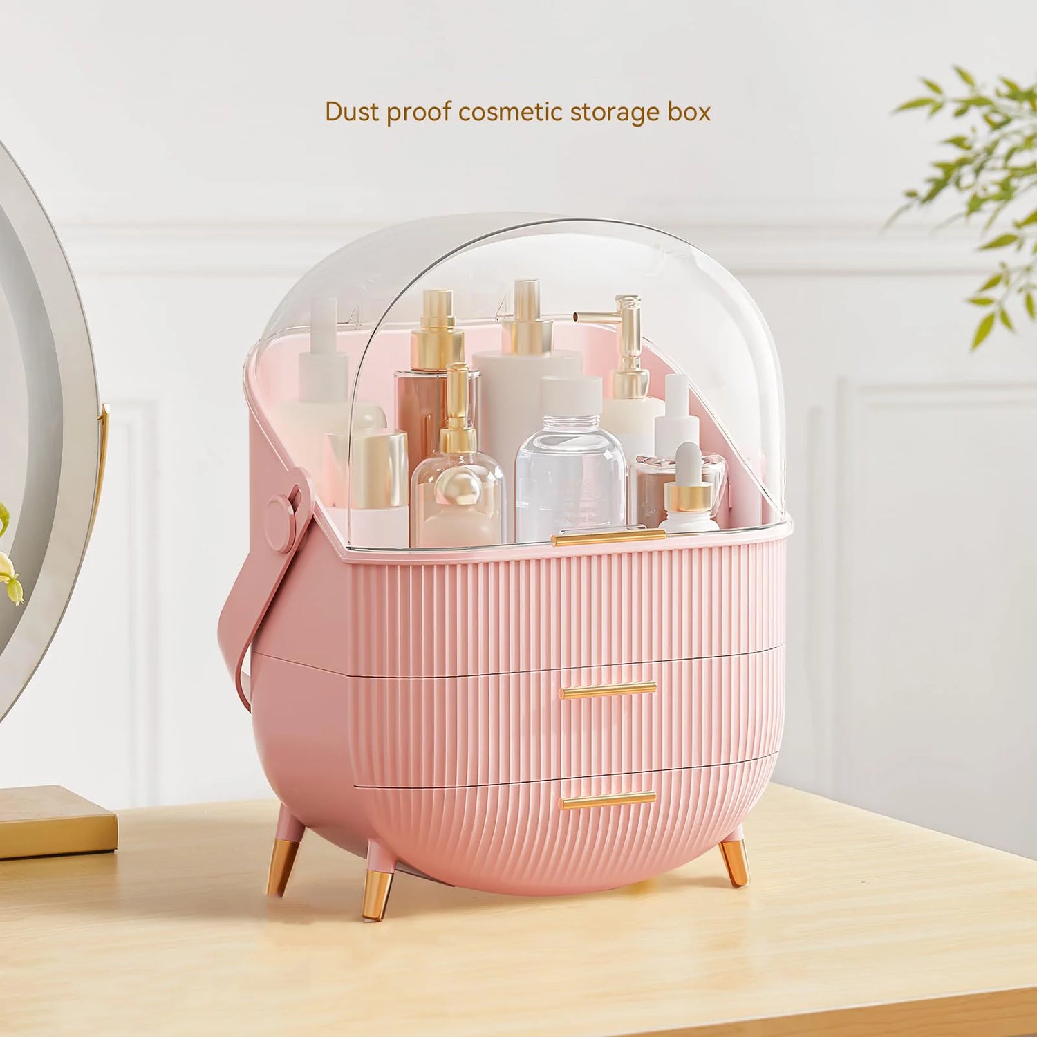 Makeup Storage Organizer with Lid - Cosmetics Skincare Organizer