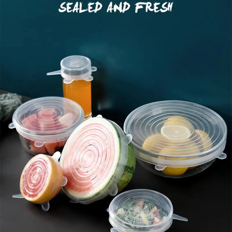 Reusable Silicone Covers - Adaptable Silicone Lids - 6 PCS