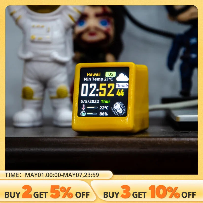 Small Portable Smart Wifi Weather Station Display Weather Temperature Humidity Time Alarm Clock Desktop Decoration