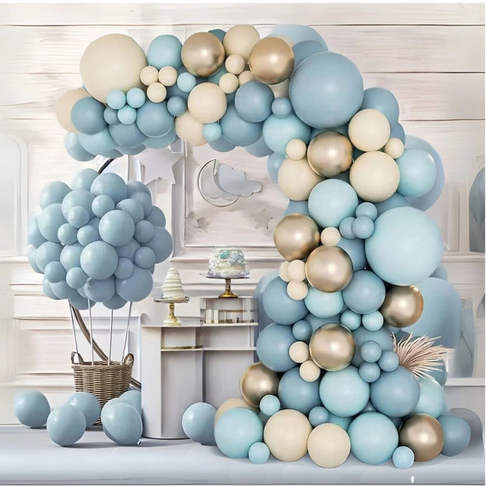 Macaron Dusty Blue Balloon Garland Arch Kit Happy Birthday Party Decoration Kids Boy Baby Shower Ballons Wedding Party Supplies