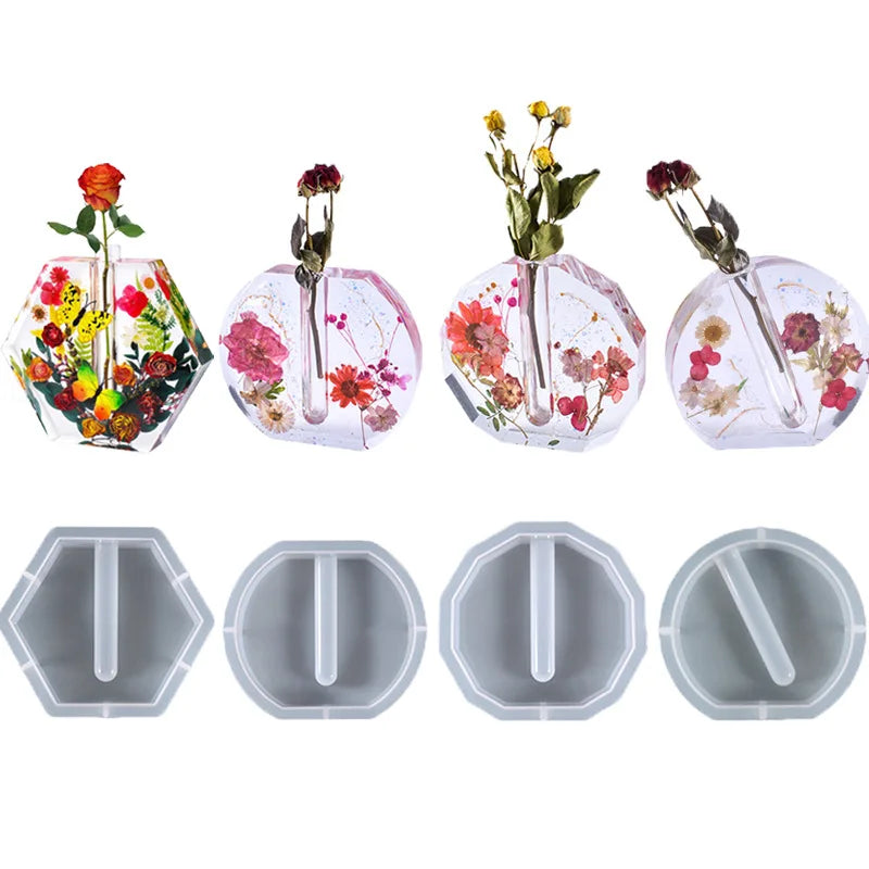 DIY Crystal Epoxy Resin Mold Irregular Test Tube Vase Water Culture Plant Silicone Mold Wholesale Epoxy Resin Molds