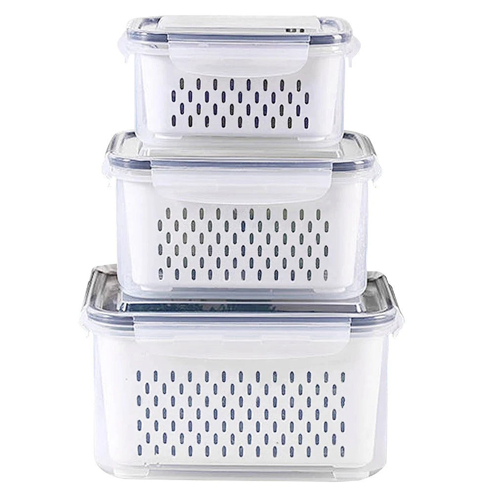 Fruit Storage Containers for Fridge with Removable Colander