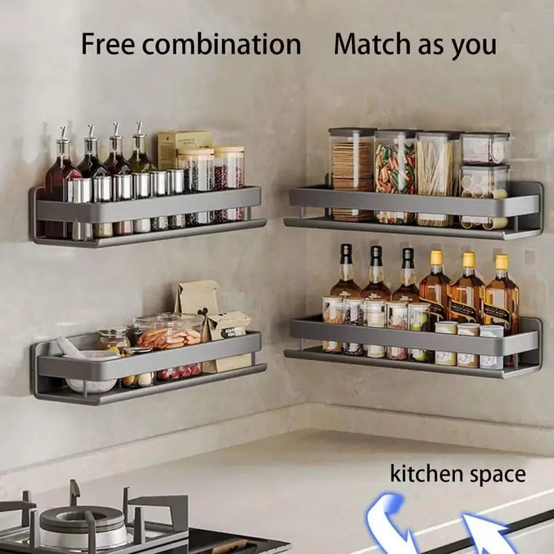 Aluminum Wall-Mounted Spices Rack - Multifunctional Shelf