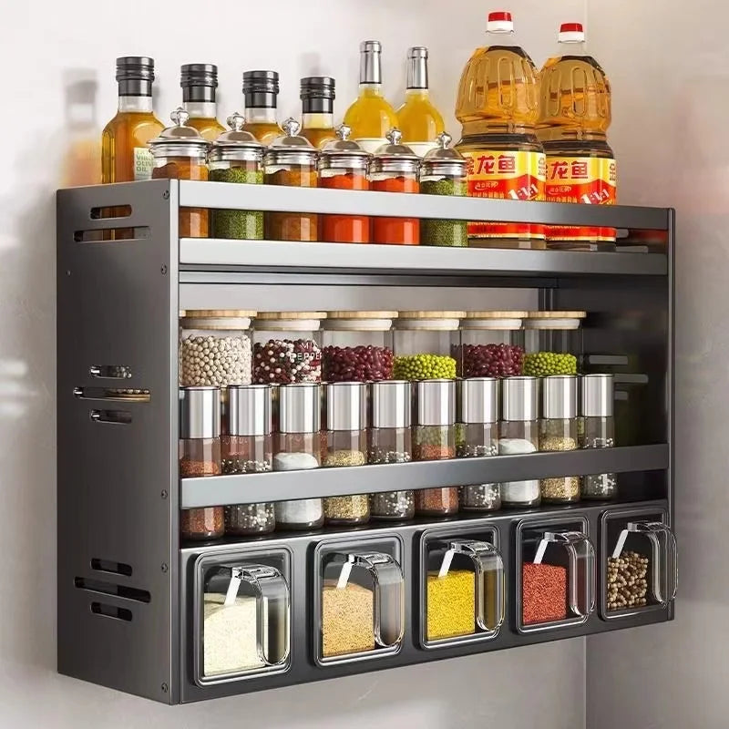 Kitchen Condimenters Wall-Mounted Seasoning Rack