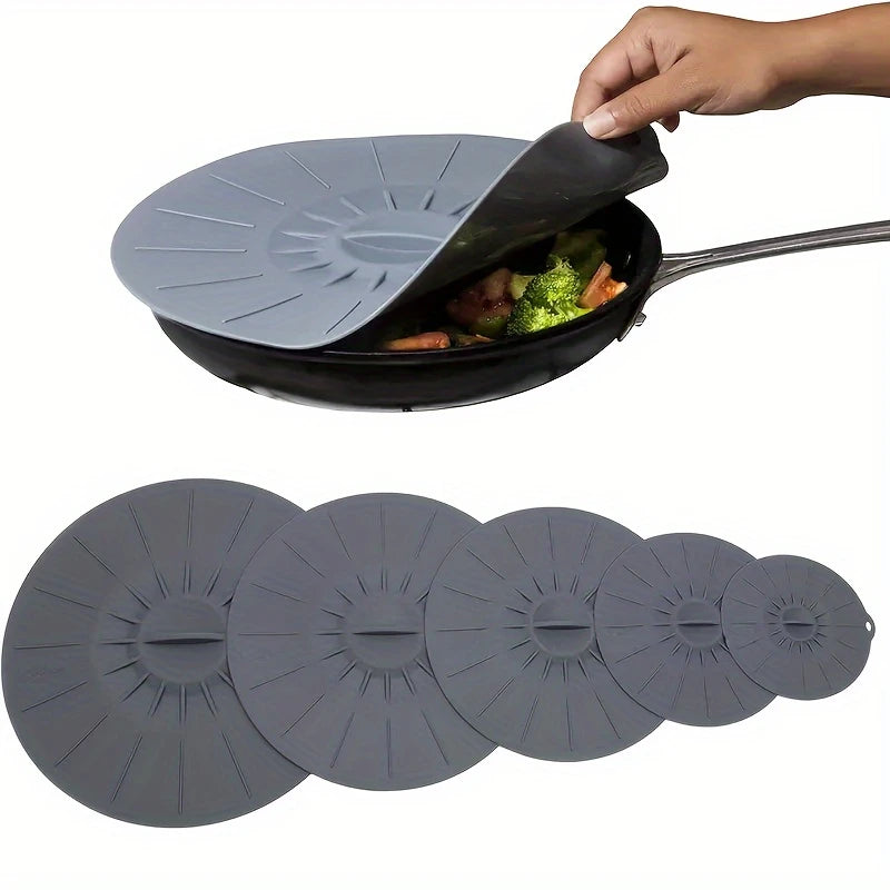 Multi-Size Silicone Lids - Heat-Resistant, Microwave & Stovetop Safe - 5-Piece Set