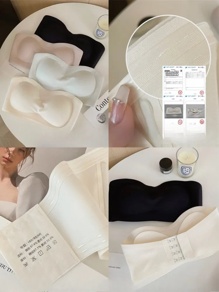 YUQI super stable strapless underwear women thin spread chest non-slip non-trace wrap chest anti-slip small chest push-up bra