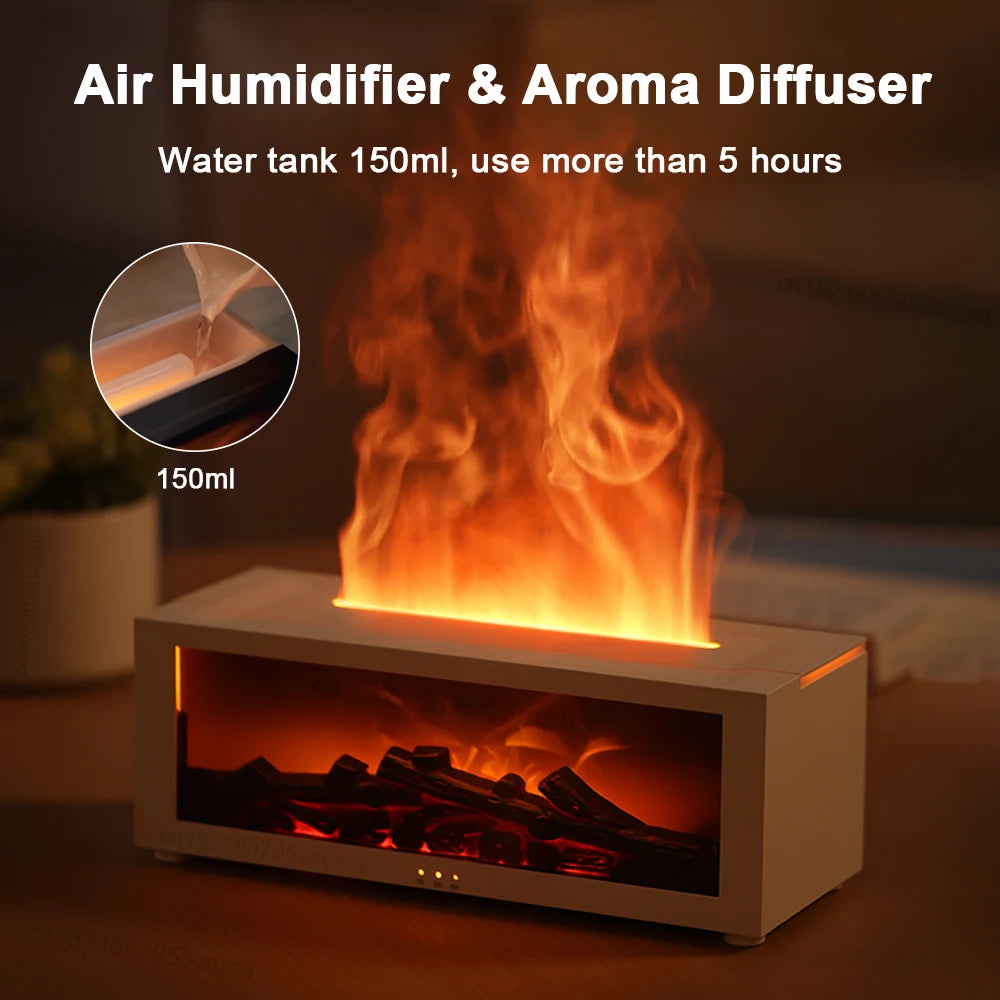 Remote Controled Aroma Essential Oils Humidifiers - Flame & Fragrance + LED Light