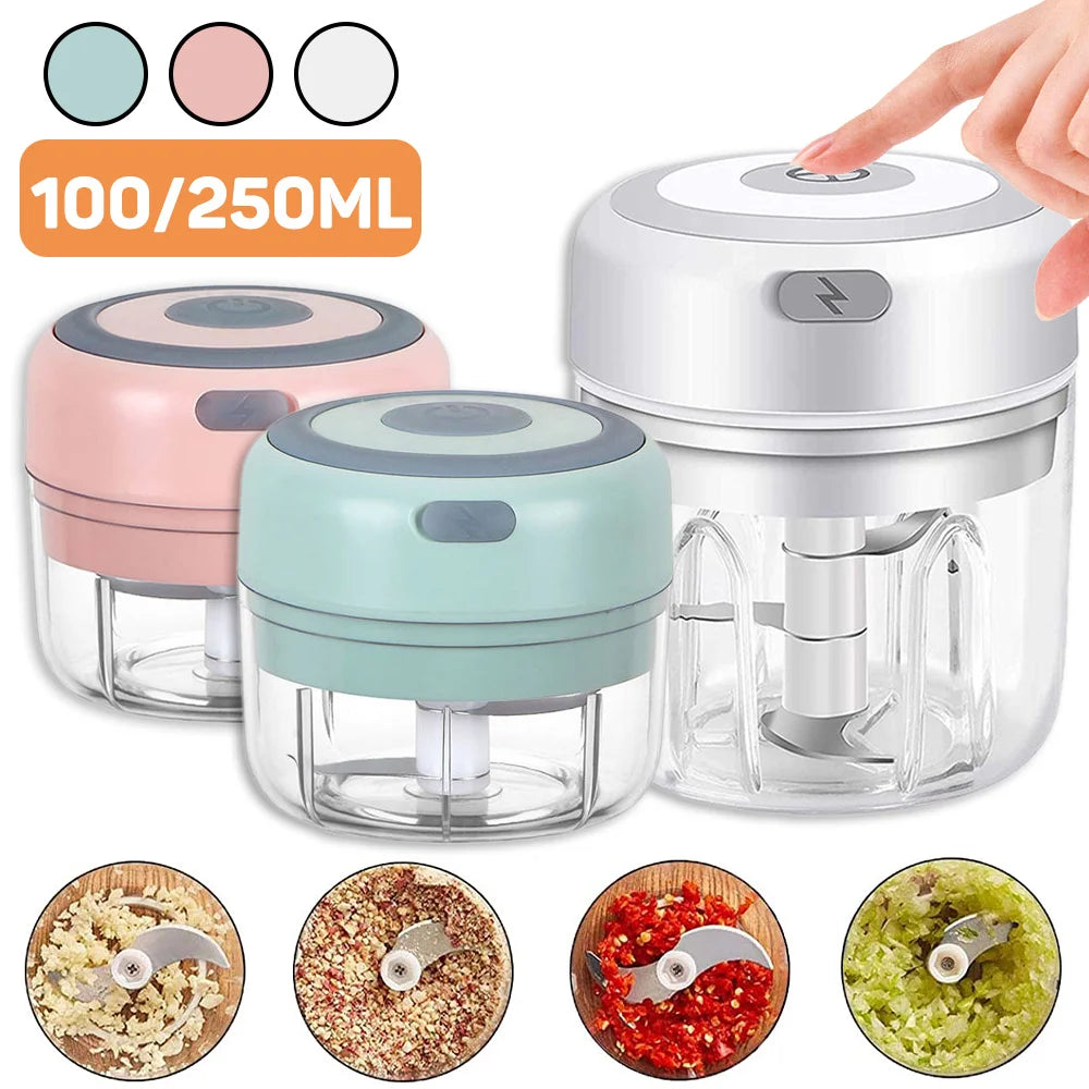 Electric Kitchen Food Chopper Mini Garlic Masher Crusher