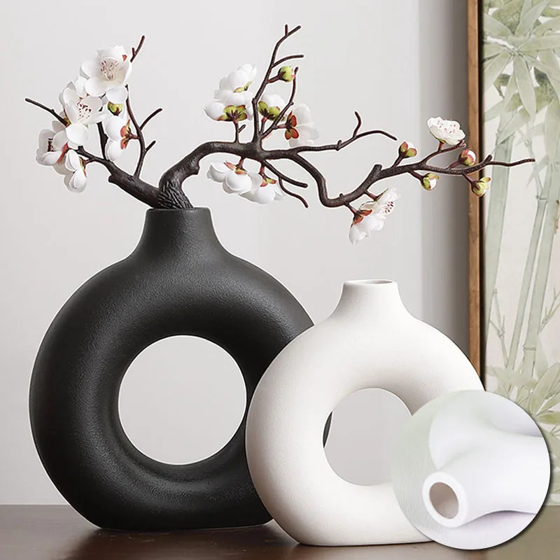 Flat Minimalist Simple Vase Donut Shape Flower Pot