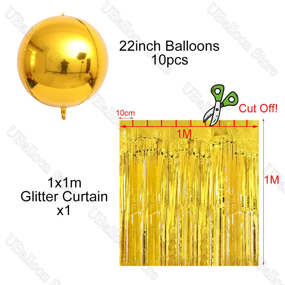 10Pcs Tassels Tail Balloons 16 Colors 22Inch Gold 4D Round Balloons with Tassel Tails for Birthday Baby Shower Wedding Decor