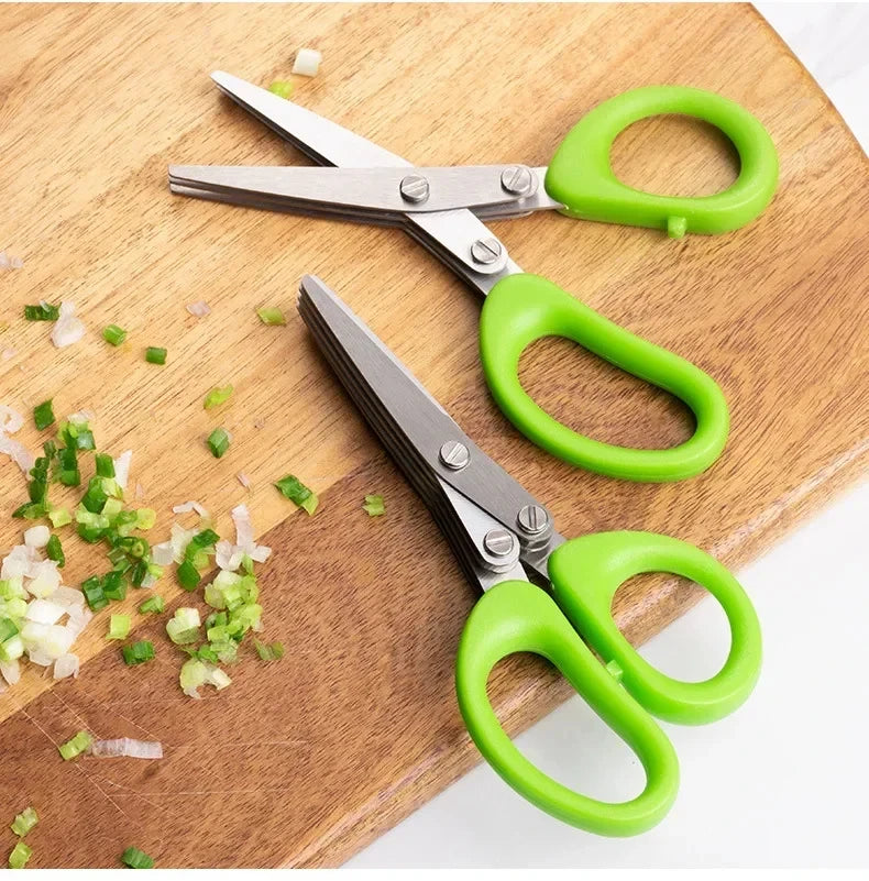 Multi Functional Stainless Steel 3 5 Layer Kitchen Scissors for Pepper Scallion Laver Cutting Chopping Cooking Tool