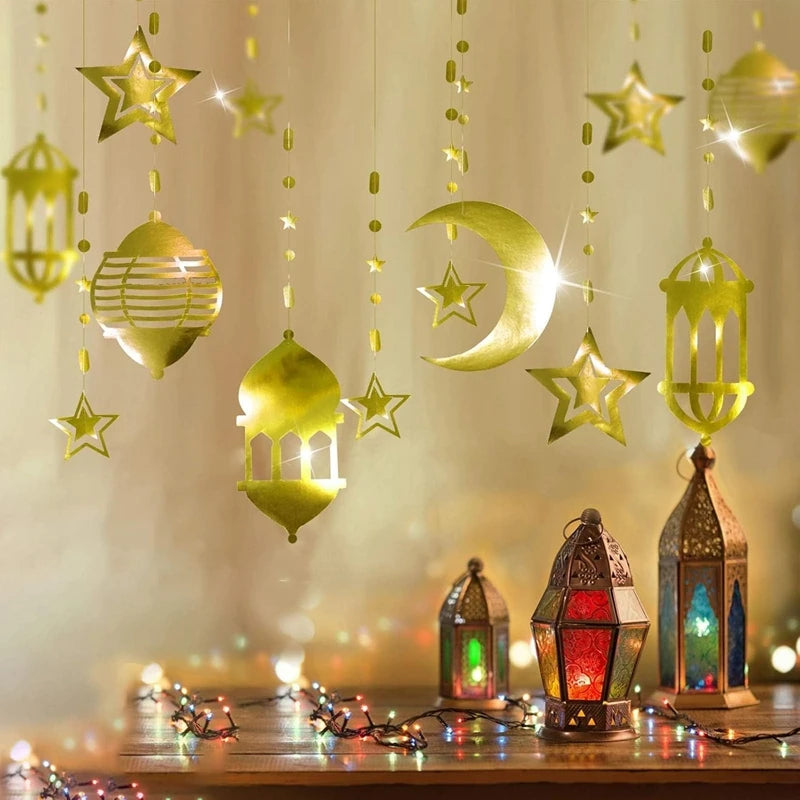Star Moon Lantern Garland - Ramadan & Eid Hanging Streamer