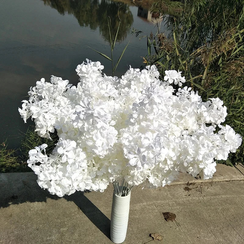 White Branch Snow Gypsophila Artificial Cherry Blossom Flowers - 10pcs