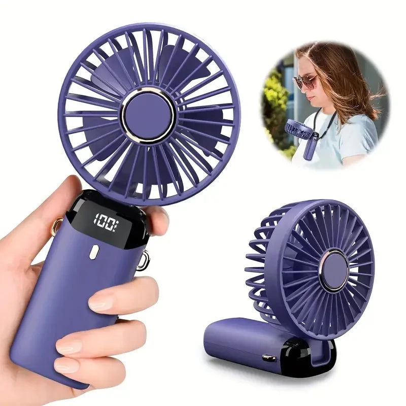 Portable Handheld Personal Rechargeable Fan LED Digital Display 90°Adjustable  Rechargeable Fan , 5 Speed Wind Mini Aromatherapy