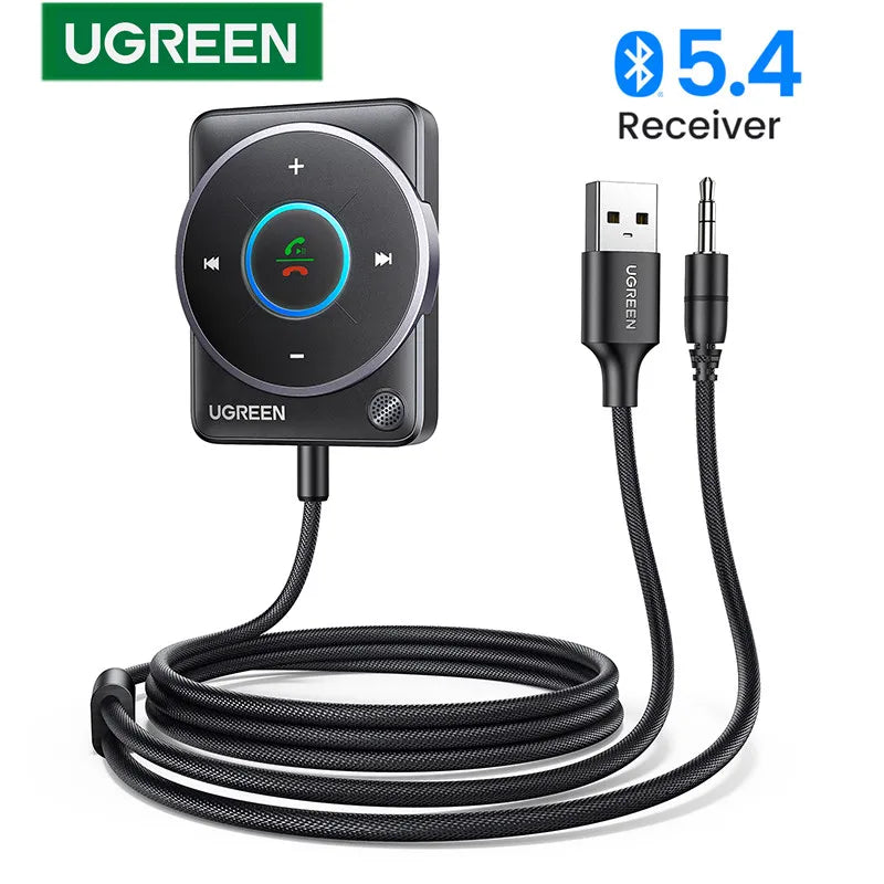 UGREEN USB Bluetooth 5.4 Car Receiver Adapter with Mics and Noise Cancellation