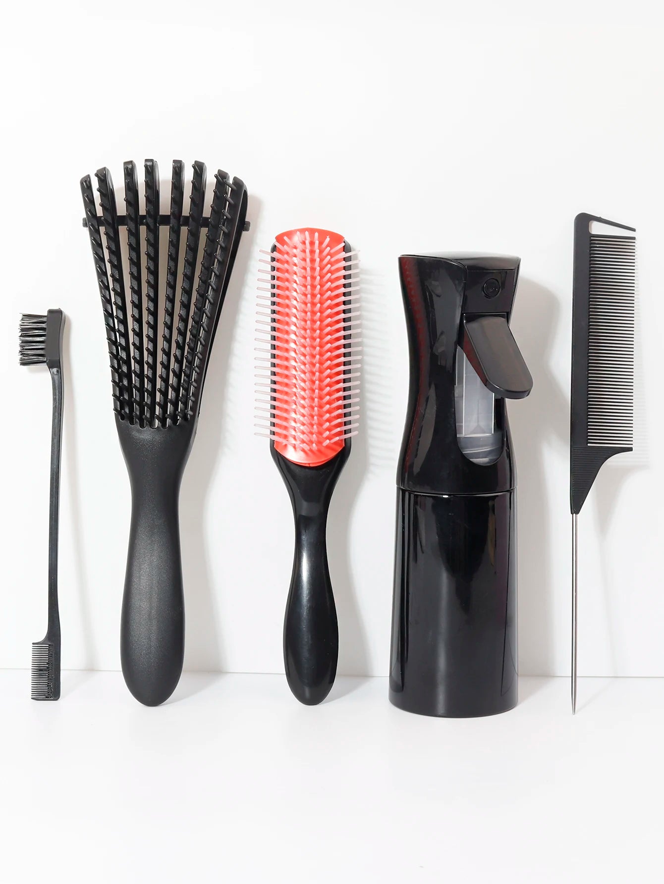 Detangling Anti Static Hair Brush - Curved Rat Tail Comb Set - 5pcs/set
