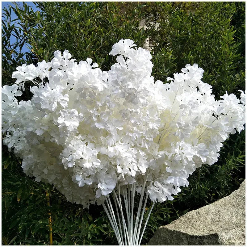 White Branch Snow Gypsophila Artificial Cherry Blossom Flowers - 10pcs