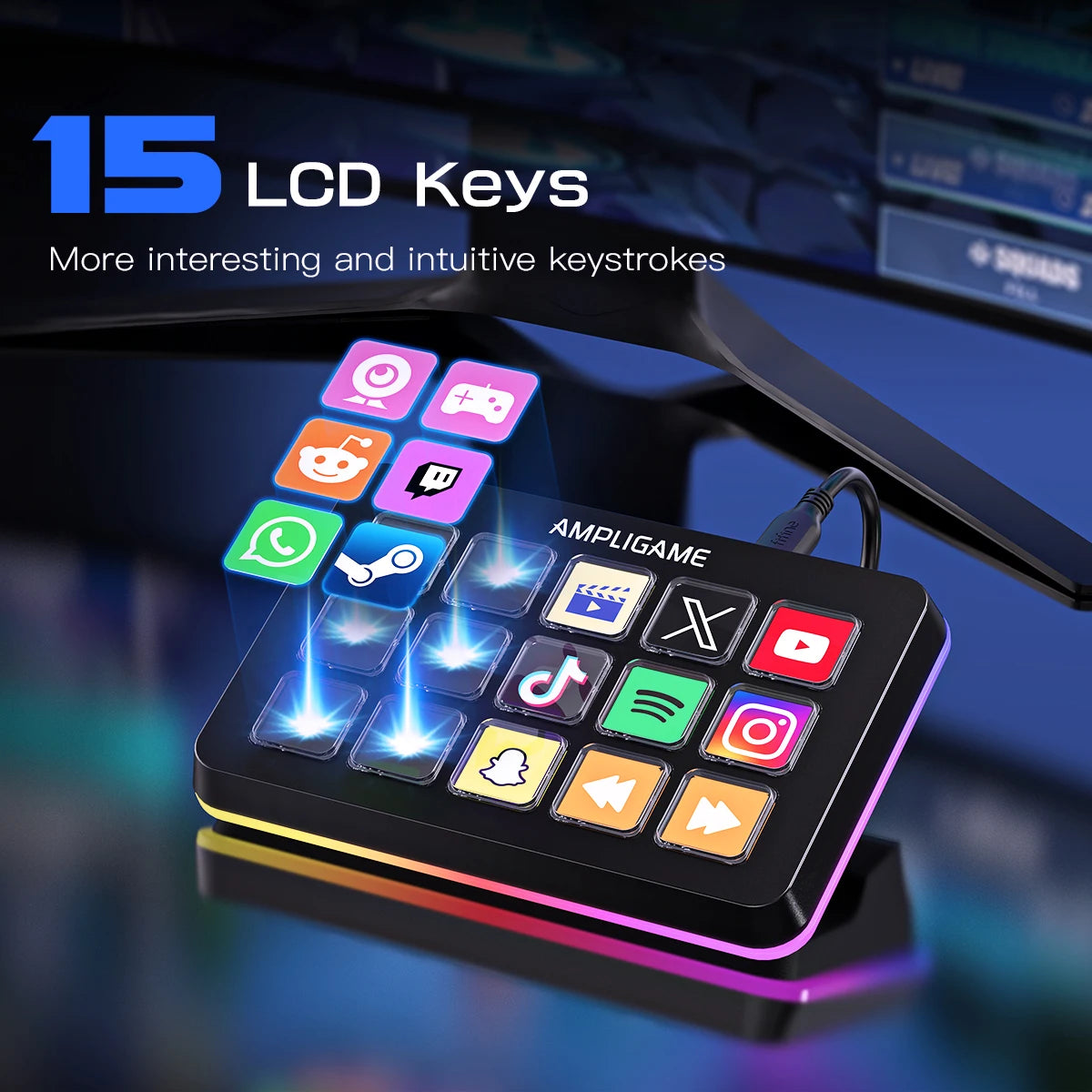 FIFINE Stream Controller with 15 Macro Keys