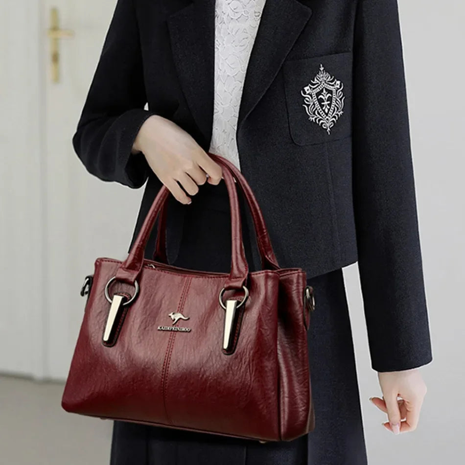 2025 Genuine 3 Layers High Quality Soft PU Leather Ladies Shoulder Crossbody Bags for Women Luxury Handbags Women Bags Designer