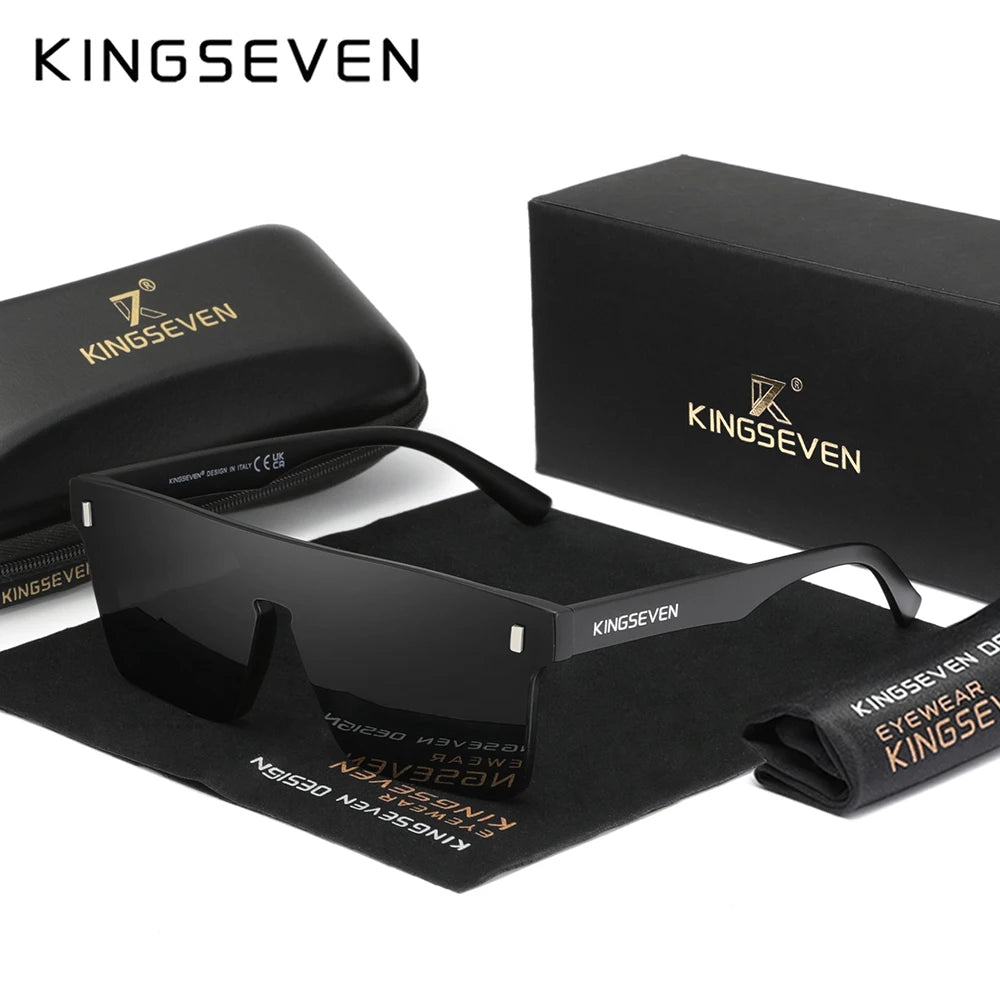 KINGSEVEN Fashion Rimless Sunglasses Women Men UV400 Square Luxury Glasses Trendy One-piece Polarized Lens Causal Eyewear