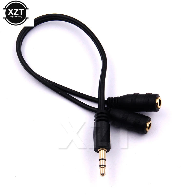 NEW Y Splitter Cable 3.5 Mm 1 Male To 2 Dual Female Audio Cable For Earphone Headset Headphone MP3 MP4 Stereo Plug Adapter Jack