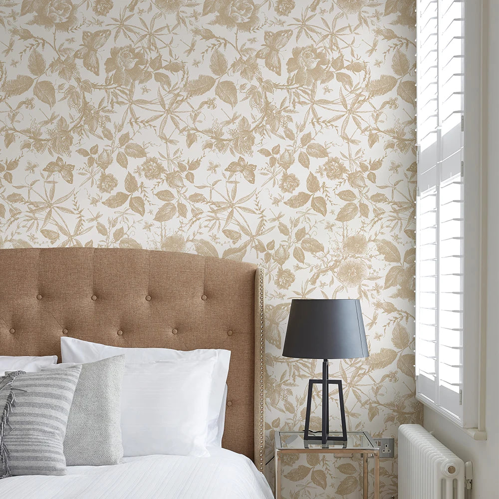 Champagne Roses Peel And Stick PVC Wallpaper Retro Flower Waterproof Self Adhesive Wall Decor Chic Furniture Cabinet Sticker