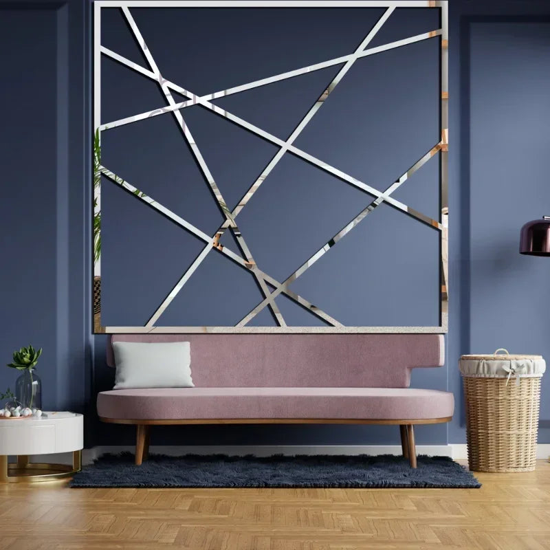 6 Colors Mirror Wall Sticker DIY Acrylic Flat Decorative Lines 3D Wall Ceiling Edge Strip Gold Living Room background Decoration