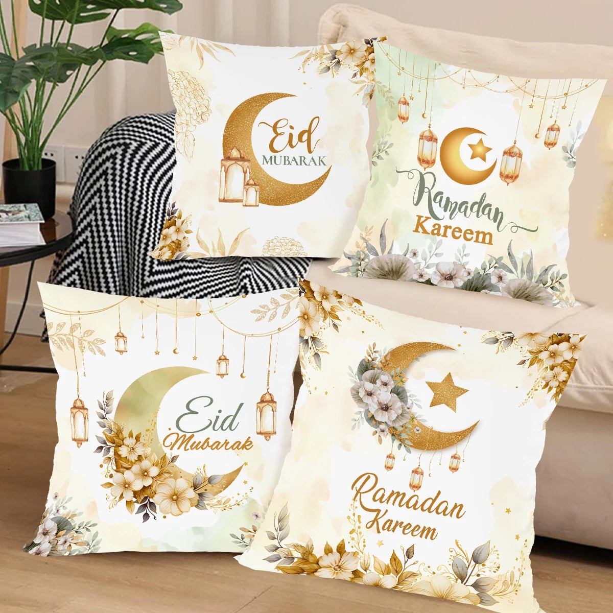 Eid Mubarak Cushion Cover Pillow Case Ramadan Kareem Decoration For Home 2025 Muslim Islam Party Decor Eid Al Adha Supplies