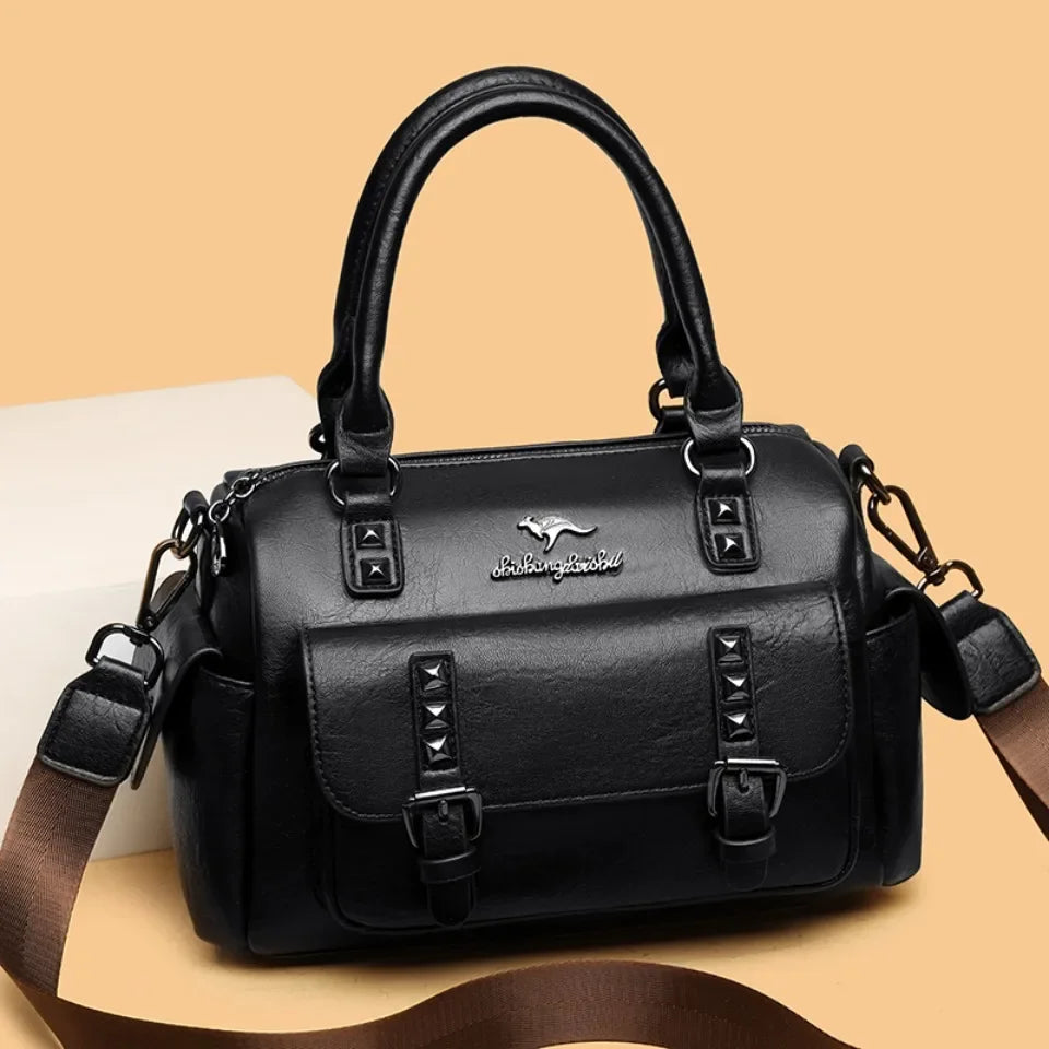 High Quality Soft Leather Women's Handbags Luxury Designer Female Boston Bag Luxury Large Capacity Shoulder Bags Sac A Main