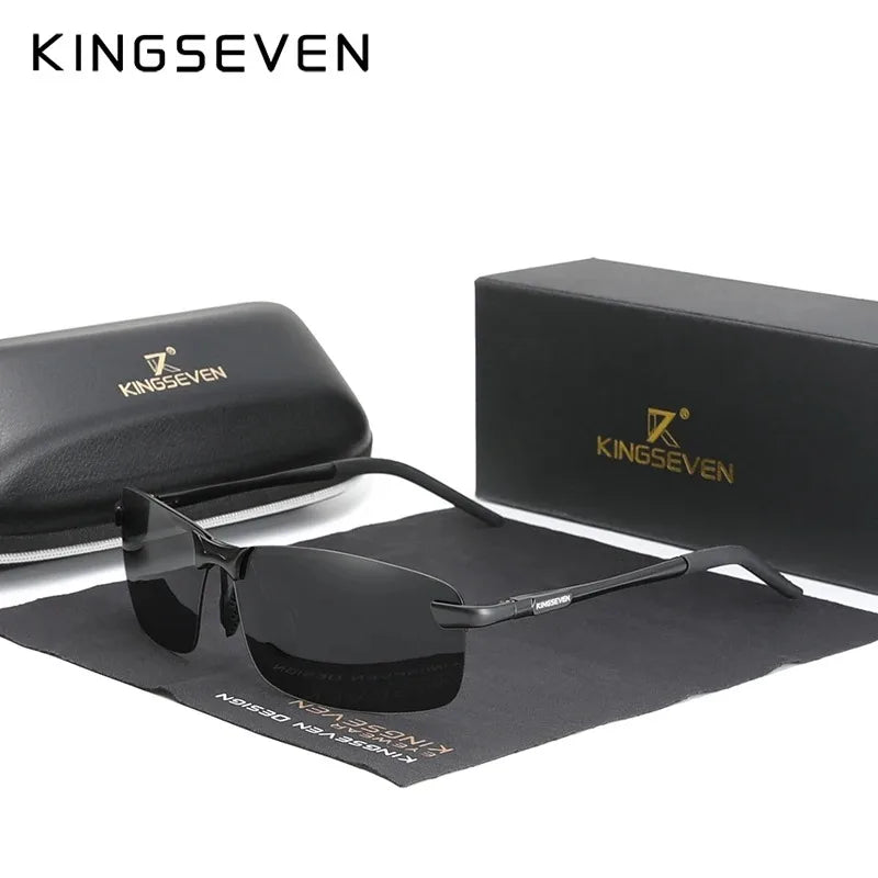 KINGSEVEN Fashion Half Frame Sunglasses Men's Outdoor Polarized UV400 Driving Glasses High Quality Fishing Driving Eyewear