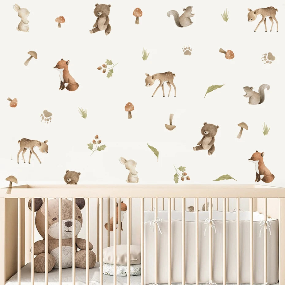 Watercolor Woodland Animals - Wall Stickers