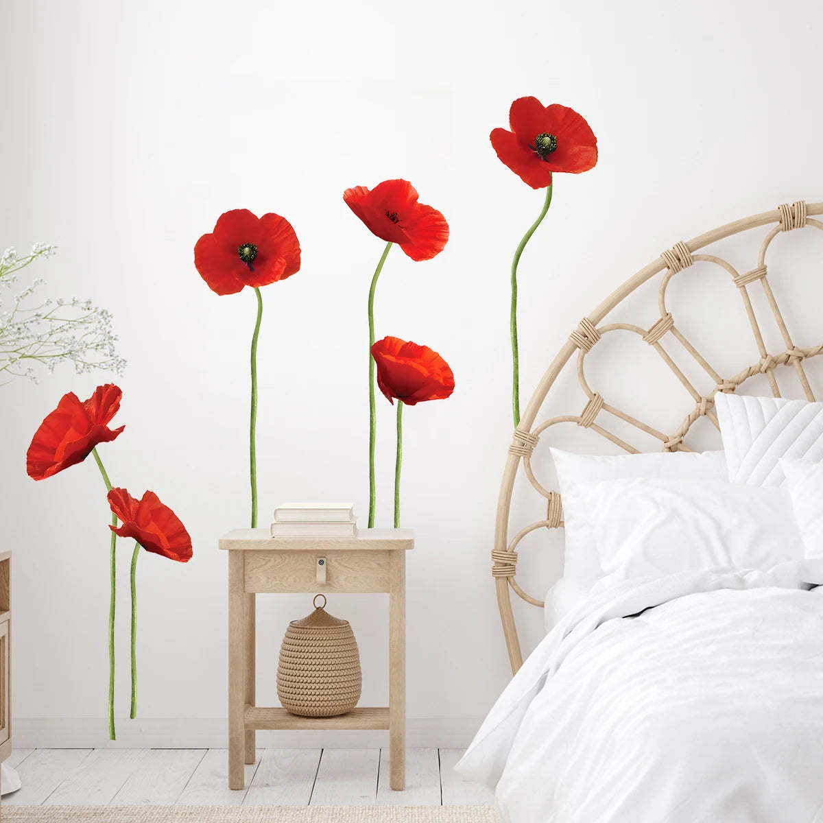 Watercolor Red Flowers Wall Stickers