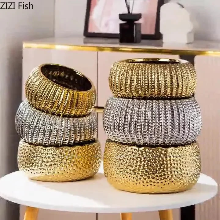 Creative Golden & Silver Plated Ceramic Flower Pots