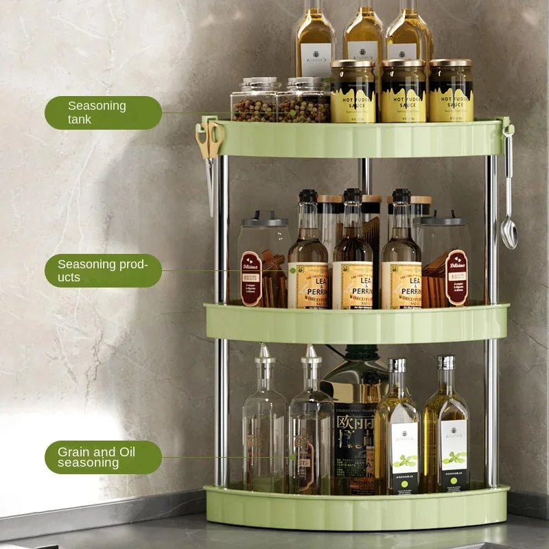 Spice Rack - Shelf Countertop - Corner Multifunctional Seasoning Rack
