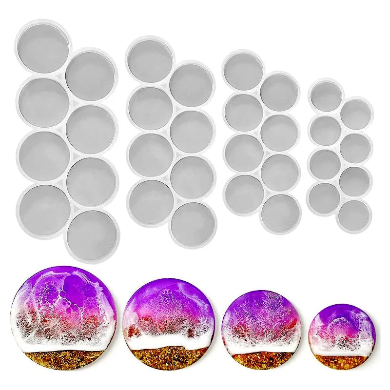 Circle Grip Round Silicone Mold for Resin Jewelry Pendant Keychain Pet Tag DIY Craft Mold No Hole Non-Stick Epoxy Casting