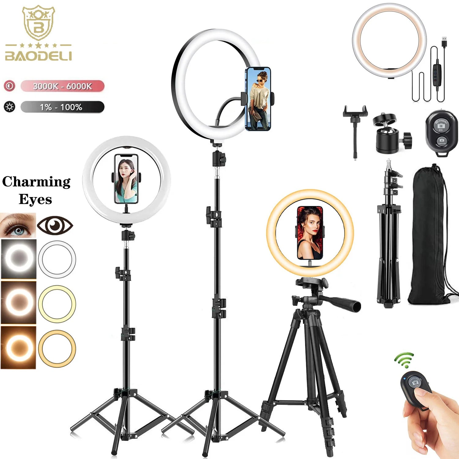 LED Selfie Ring Photography Video Light - 10" 26cm