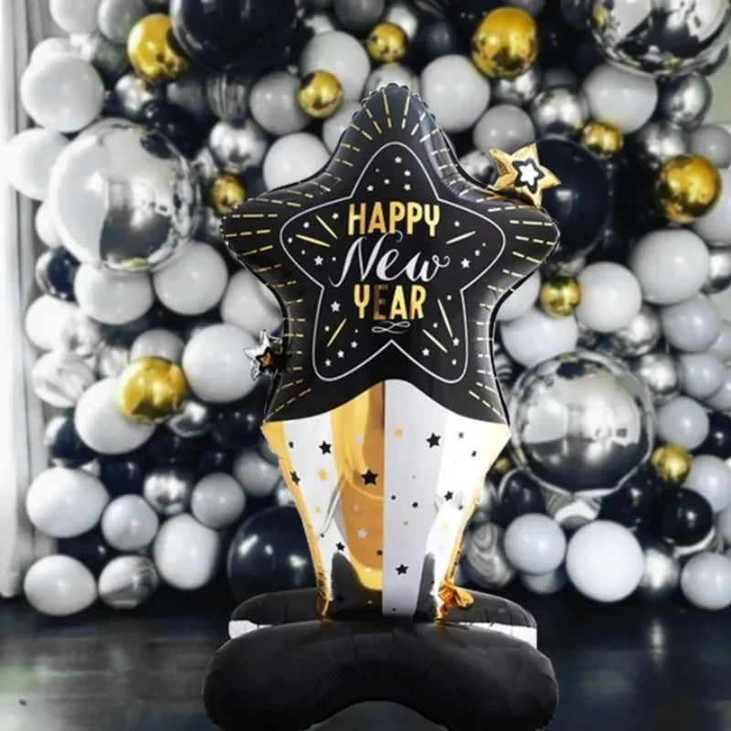 Large Black Gold Birthday Stand Balloon - 58Inch