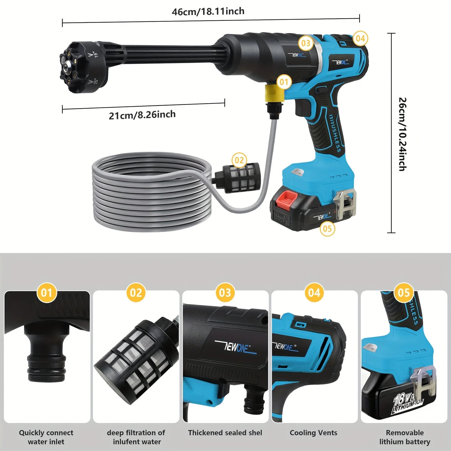 Cordless Pressure Washer Gun with drill combo kit for Car,Floor,Patio washing,watering，Portable Pressure Cleaner Washer machine