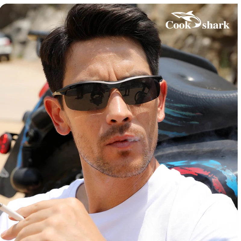 Cook Shark's new polarized sunglasses for men's driving, driver's color changing glasses, fishing sunglasses, high-end feel
