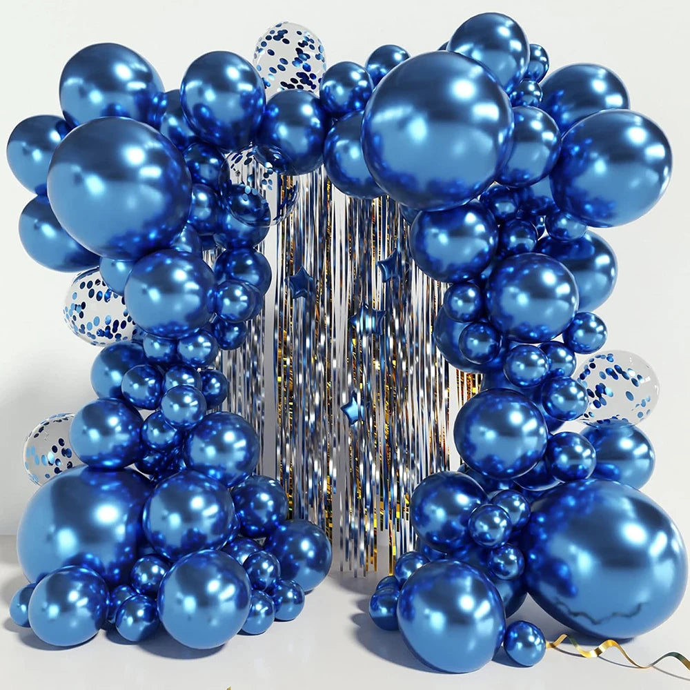 Metallic Blue Balloons Arch Garland Kit Baby Shower Decor Chrome Confetti Ballon Boy Birthday Party Decoration Graduation Globos