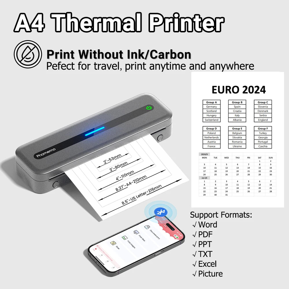 Phomemo Portable Printer - Wireless Inkless Thermal Printer