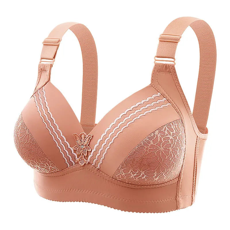 New Non-magnetic Thin Cup Glossy Fat Mm Bra Large Size No Underwire Comfortable Breathable Gathered Women's Underwear